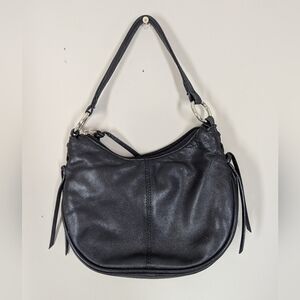 Pegabo Black Leather Mini Shoulder Bag Y2K Minimalist Lace Up Detail